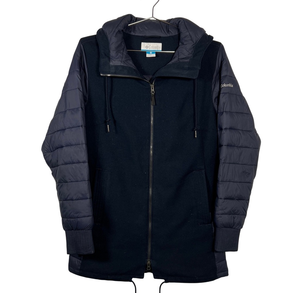 Columbia Womens Boundary Bay Hybrid‎ Puffer Parka Jacket Navy Blue Medium